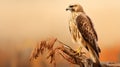 Realistic Hyper-detailed Rendering Of Hawk Perched On Brown Stem Royalty Free Stock Photo