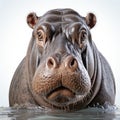 Realistic Close-up Portrait Of A Hippopotamus On White Background Royalty Free Stock Photo