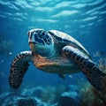 Realistic Hyper-detailed Rendering Of A Leatherback Sea Turtle