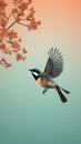 Realistic Hyper-detailed Rendering Of A Low-flying Bird On A Tree Branch Royalty Free Stock Photo