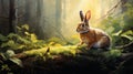 Realistic Hyper-detailed Rendering Of A Rabbit In The Forest