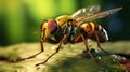 Meticulous Photorealistic Still Life: Stunning Vray Tracing Image Of A Large Wasp