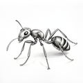 Realistic Hyper-detailed Sketch Of Ant With Contoured Shading