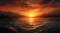 Realistic Hyper-detailed Sunset Painting Over Water