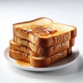 Realistic Hyper-detailed Toast With Syrup On Plate