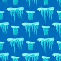 Realistic ice caps snowdrifts seamless pattern background icicles broken piece bit lump cold frozen block crystal winter Royalty Free Stock Photo