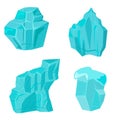 Realistic ice caps snowdrifts and icicles broken piece bit lump cold frozen block crystal winter decor vector