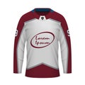 Realistic Ice Hockey away jersey Colorado, shirt template