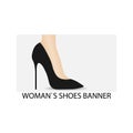 Realistic icon banner women shoes. Vector illustration eps 10