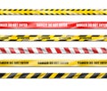 realistic icon. Collection of signal ribbons of danger do not enter. Warning signs. Royalty Free Stock Photo