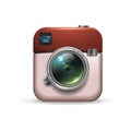 Realistic icon of digital camera. Vector illustration.