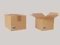 Realistic icon with package open box on white background for package paper design. Business, icon set. 3d illustration. Open Royalty Free Stock Photo