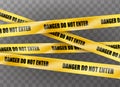 Realistic icon. Yellow ribbon danger do not enter. Warning signs Royalty Free Stock Photo