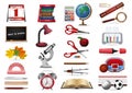 Realistic icons set on a school theme Royalty Free Stock Photo