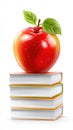 Realistic Illustration of an Apple Atop Books, Symbolizing Knowledge and the Joy of Learning for Students Royalty Free Stock Photo