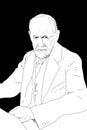 Realistic illustration about the Austrian psychoanalyst Sigmund Freud