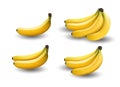 Realistic illustration bananas, 3d vector icons. Banana isolated on white background, banana icon Royalty Free Stock Photo