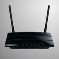 Realistic illustration of a black router in a sleek modern design