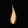 Realistic illustration of a candle flame, isolated on a transparent background Royalty Free Stock Photo