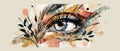 A realistic illustration of a closed female eye with a halftone effect. Royalty Free Stock Photo