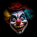 scarry clown face isolated on black background