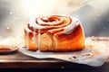 Realistic illustration of delicious cinnamon roll.