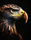 realistic illustration of eagle face isolated on black background