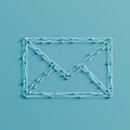 Realistic illustration of an email icon made by pins and strings, vector