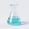 Erlenmeyer flask with blue liquid inside on white background Royalty Free Stock Photo