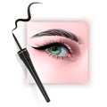 Realistic illustration of eye applying eyeliner close up, woman applies eyeliner, Vector EPS 10 illustration