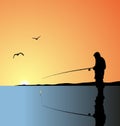 Realistic illustration fishing on lake Royalty Free Stock Photo