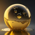 Realistic illustration of golden air bubbles or golden water droplets. generative ia