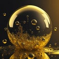 Realistic illustration of golden air bubbles or golden water droplets. generative ia