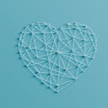 Realistic illustration of a heart made by pins and strings, vector Royalty Free Stock Photo