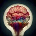 realistic illustration of the human brain. parts of the brain.