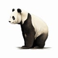 Realistic Illustration Of Panda Bear Looking Up