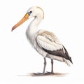 Realistic Illustration Of White Pelican Stoat On White Background
