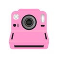 A realistic illustration of a pink vintage instant camera in modern style