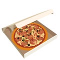 Realistic illustration pizza in box