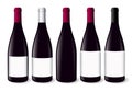 Realistic illustration of red wine bottles.Red, silver and black bottle capsule