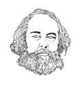 Realistic illustration of Russian anarchist philosopher Mikhail Bakunin