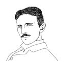 Realistic illustration of the scientist and inventor Nikola Tesla