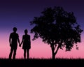 Realistic illustration of a silhouette of a loved man and woman Royalty Free Stock Photo