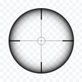 Realistic illustration of sniper rifle circular sight with crosshairs on transparent background, vector Royalty Free Stock Photo