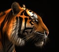 realistic illustration of tiger face isolated on black background