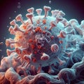 Realistic illustration of Virus seen under a electron microscope. Generative Ai