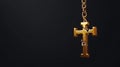 Realistic image of a broken golden cross chain symbolizing easter s divine liberation