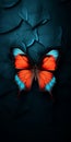 Realistic Orange And Blue Butterfly Wallpaper In 8k Resolution Royalty Free Stock Photo