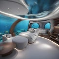 A crystal-clear underwater dome residence, providing a unique view of marine life from within