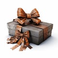 Rust Gift Box With Untied Ribbons And Bow